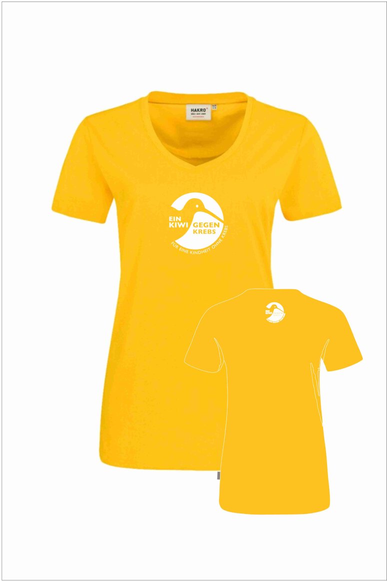 Ein Kiwi gegen Krebs V-Shirt Damen, Logo: groß/klein